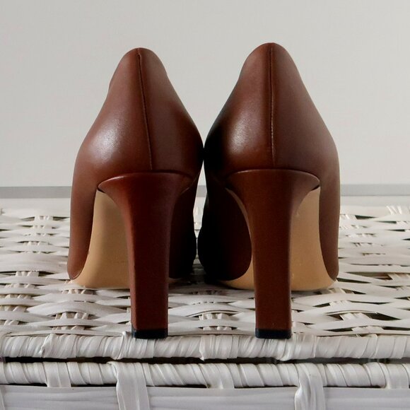 Gucci Brown Leather Block Heel Pumps Logo Buckle Designer Office Party Shoes 7.5 - Picture 6 of 16